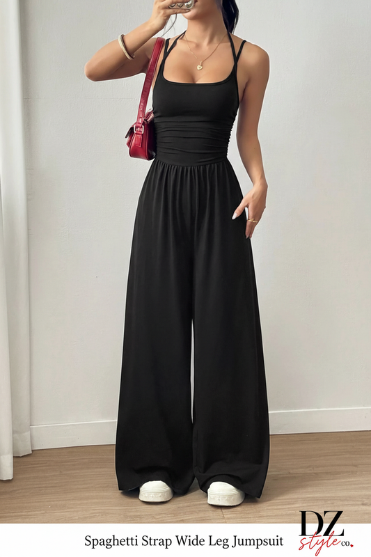 Spaghetti Strap Wide Leg Jumpsuit