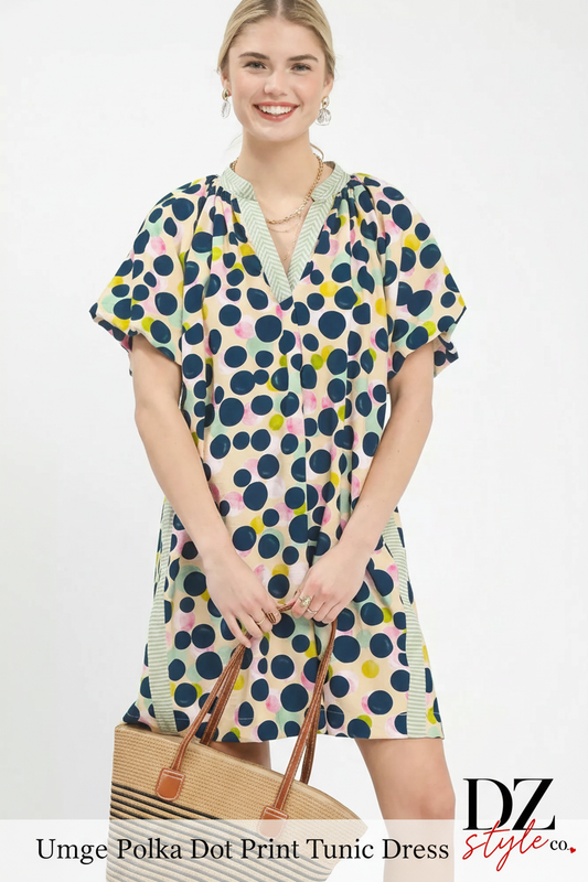 Umgee Polka Dot Print Tunic Dress